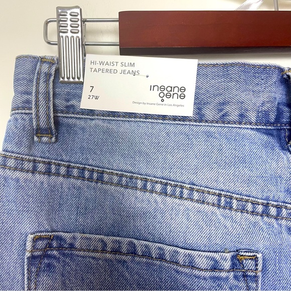 Insane Gene NWT Women’s High Waist Slim Tapered Blue Jeans Distressed Size 7 Y2K - Picture 10 of 13